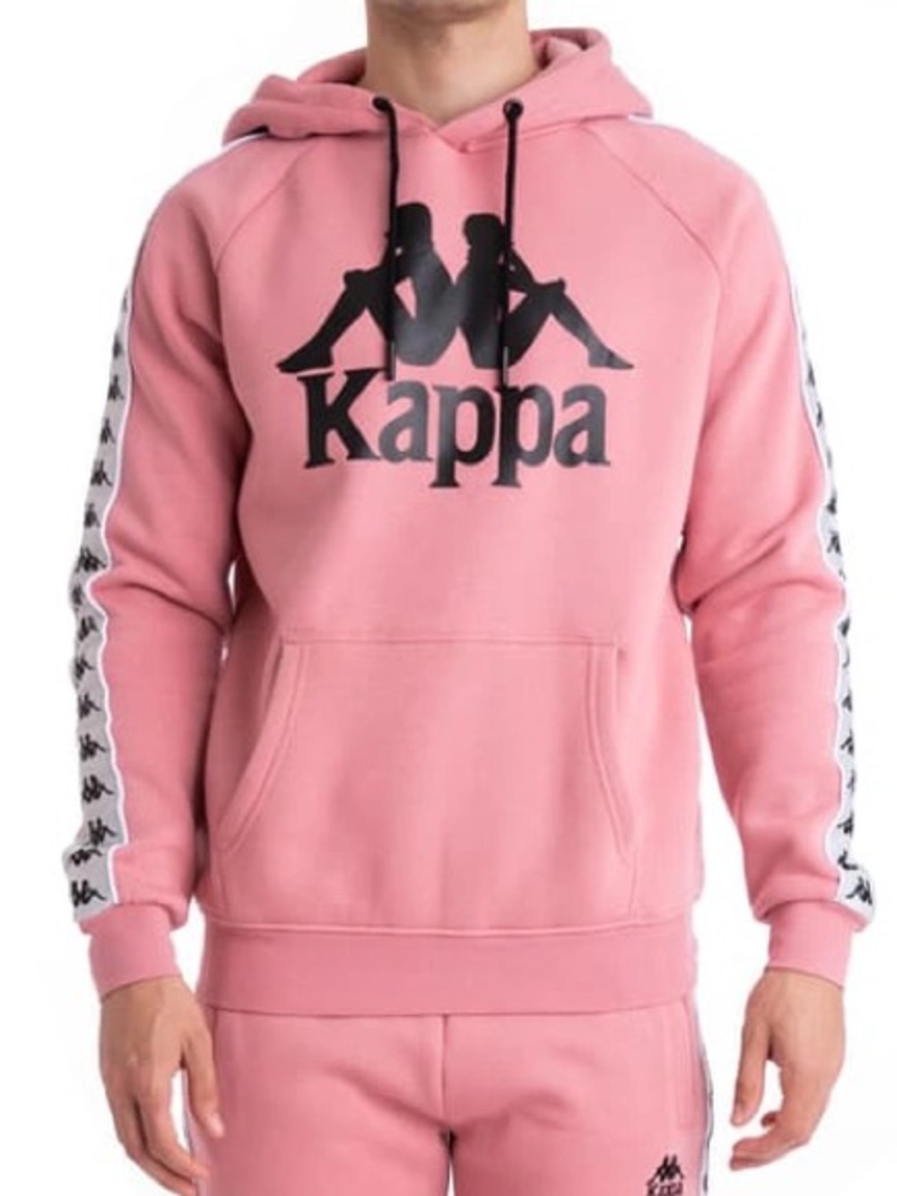 Kappa Banda Men’s Slim Fit Graphic Hoodie In Pink/ Grey Silver/ Black NWT